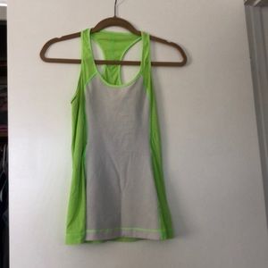 Lulu lemon lime green and white top